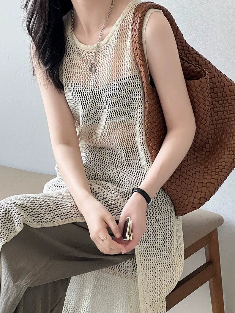 Hollow Long Sleeveless Tops_BDHL7561