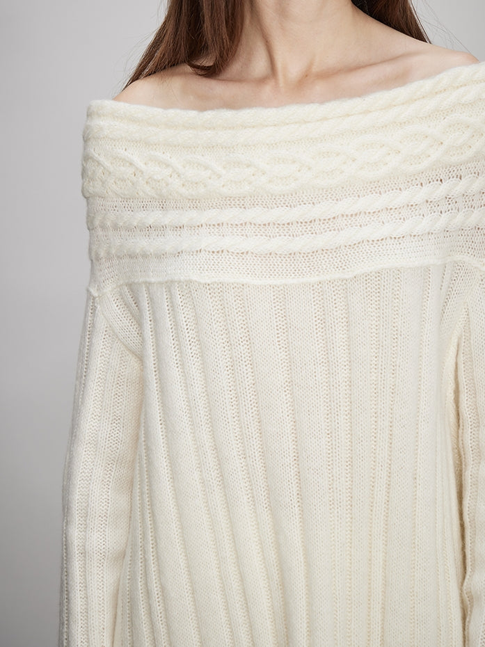 Off-Shoulder Knit Tops Or Knit Waist Skirt_BDHL7992