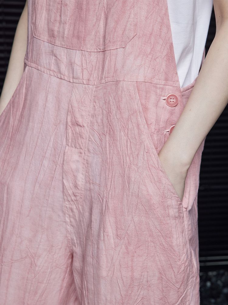 Retro Design Pink Thin Overalls_BDHL6025