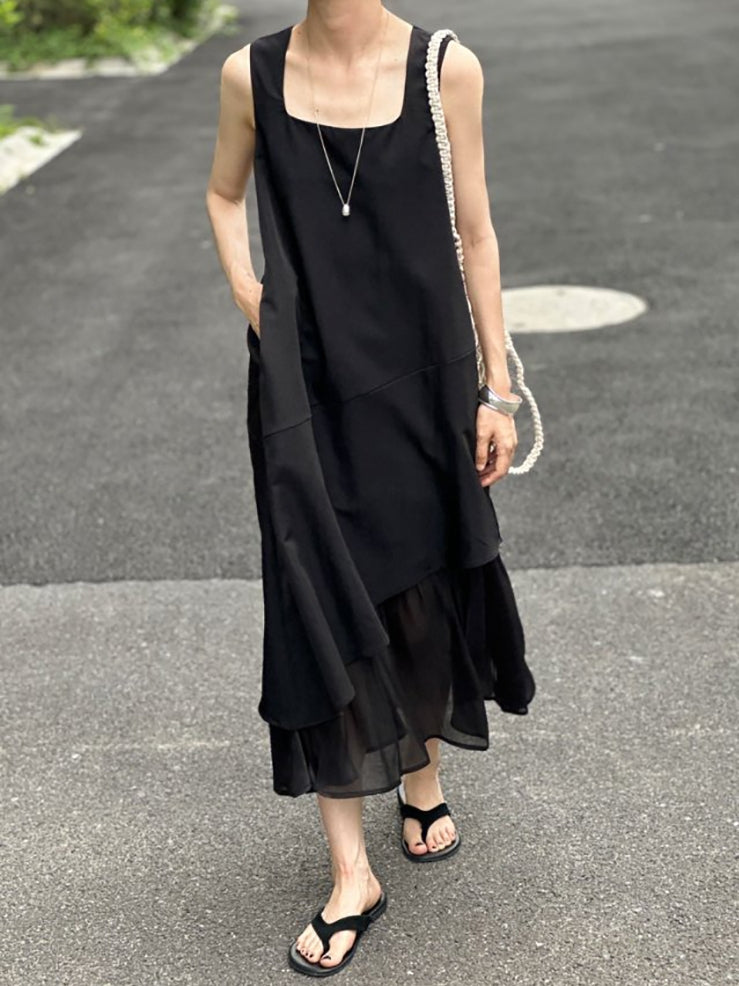 Splicing Fishtail Sleeveless Dress_BDHL7528