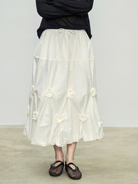 Flower Bud Elastic Pleated Skirt_BDHL7094