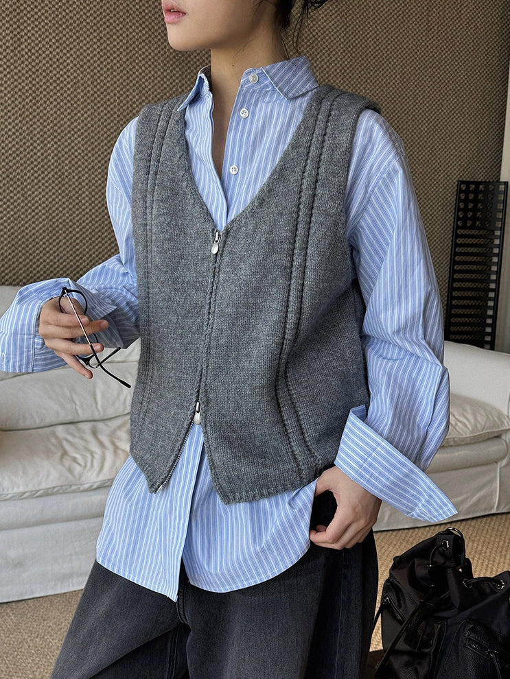 Double-Zip Sleeveless Tops_BDHL8150