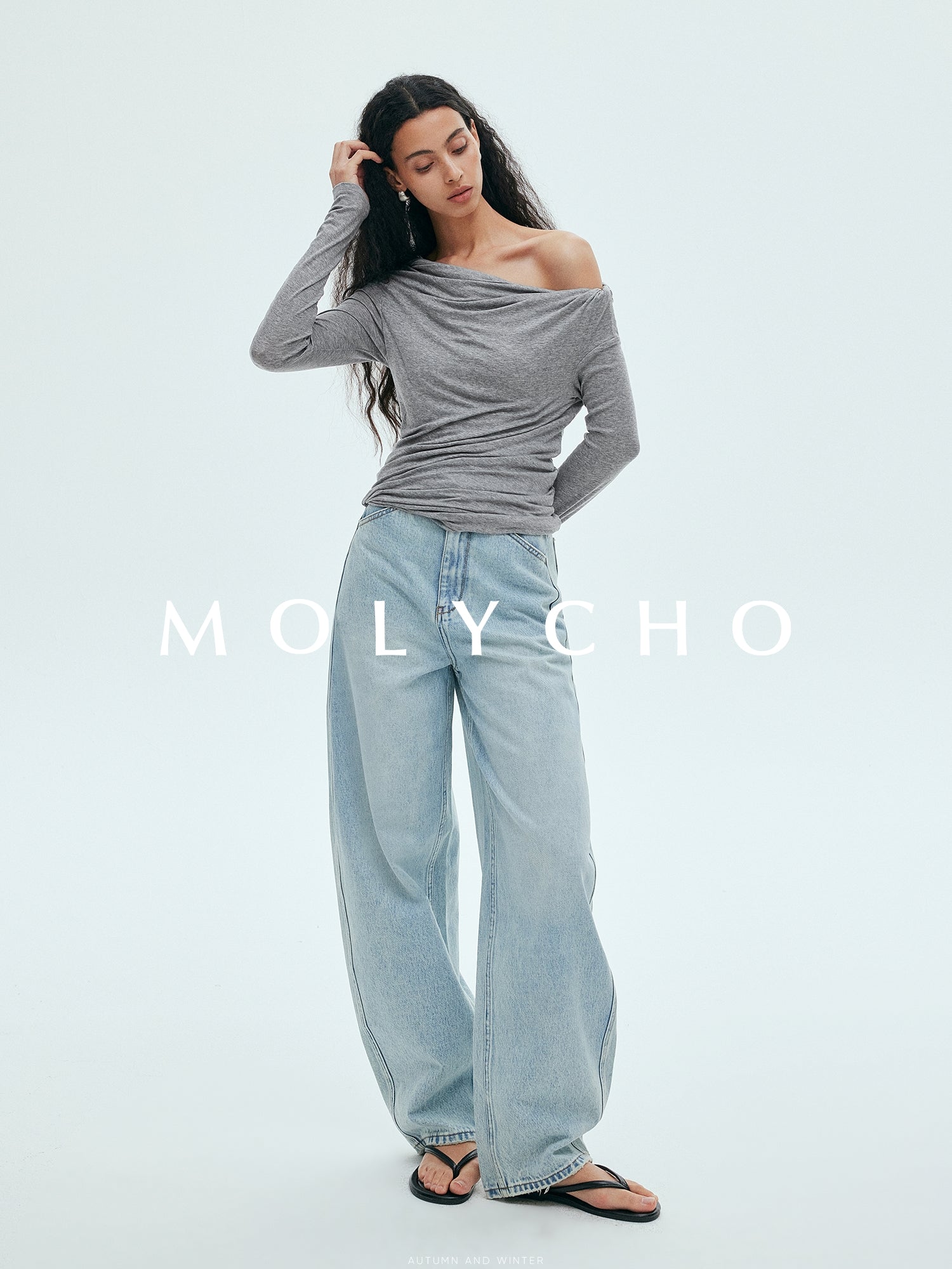Off-The-Shoulder Twisted Pleated Tops_BDHL7632