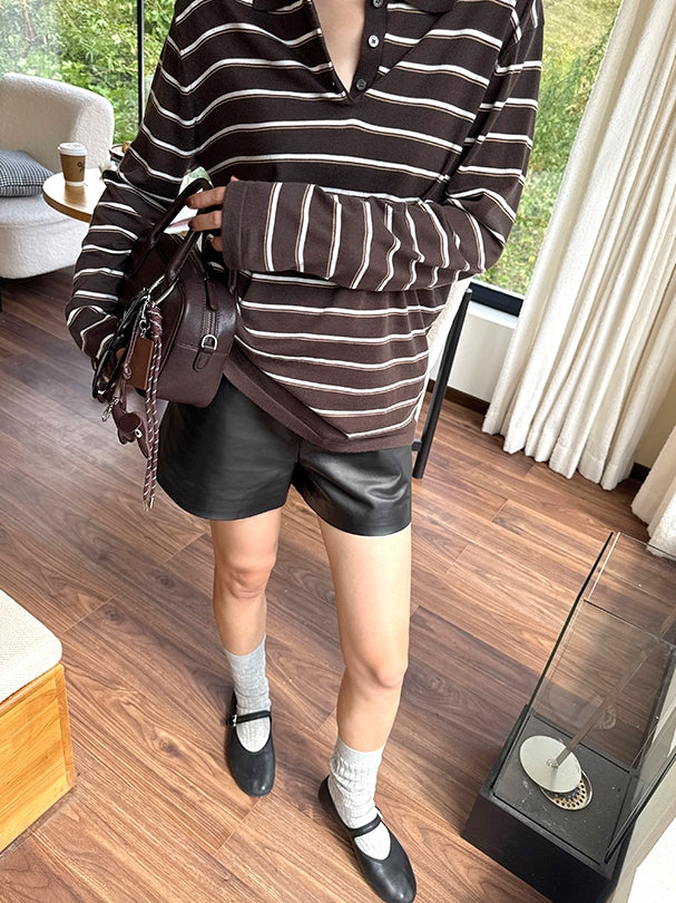 黑色霧面小羊皮短褲_BDHL7663