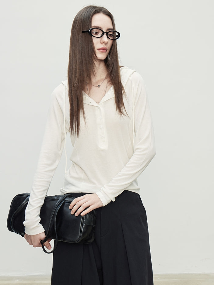 Hooded Relaxed Thin Pullover_BDHL7089