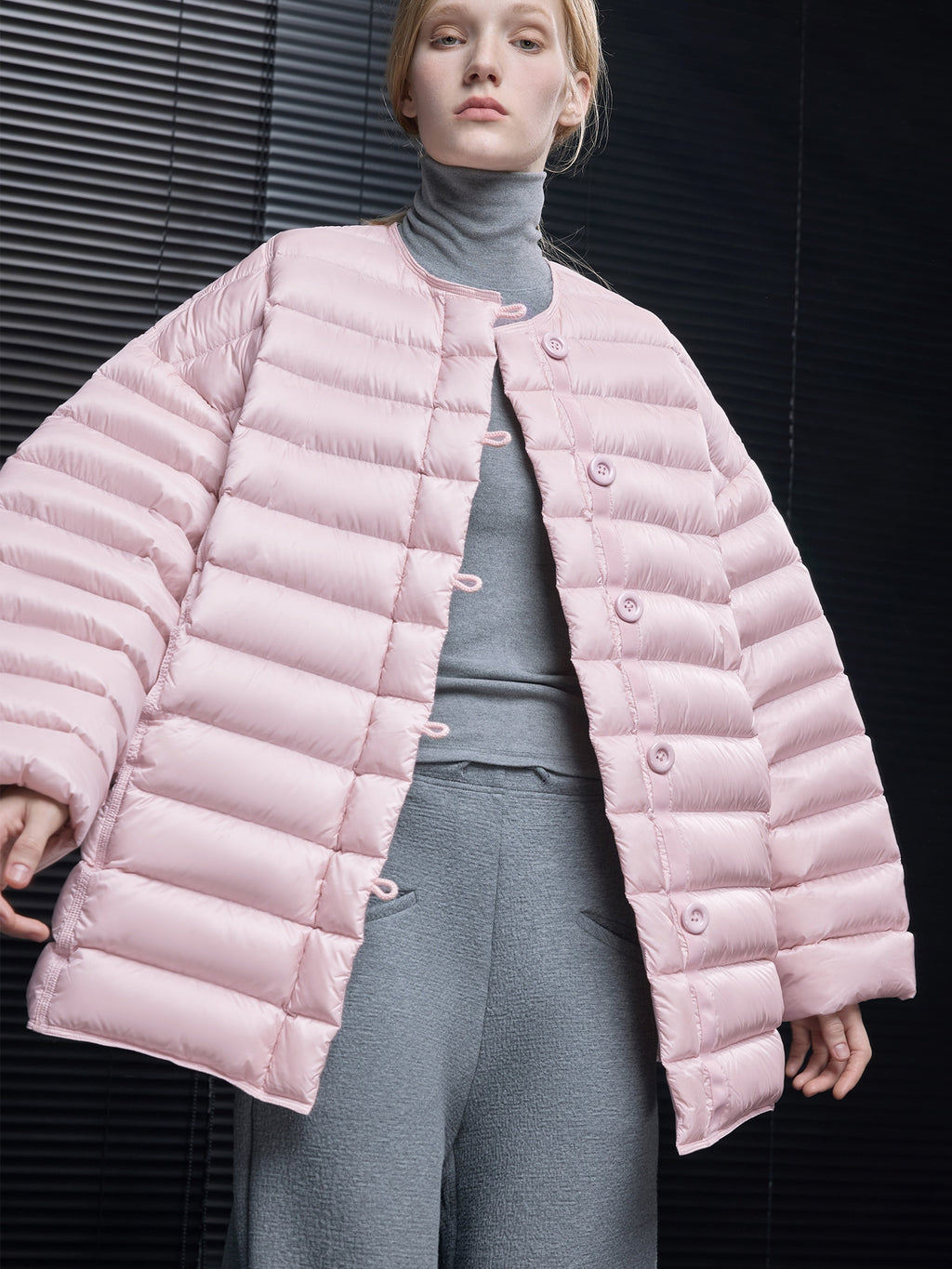 厚針織圓領羽絨外套_BDHL8075