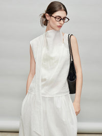 Ribbon Tie Sleeveless Tops Or Bud Skirt_BDHL7284