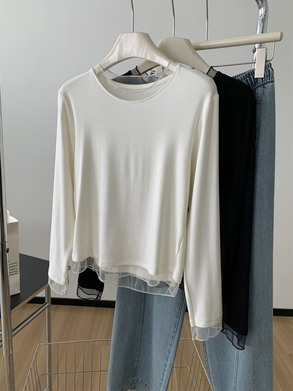 Mesh Round Neck Tops_BDHL8013