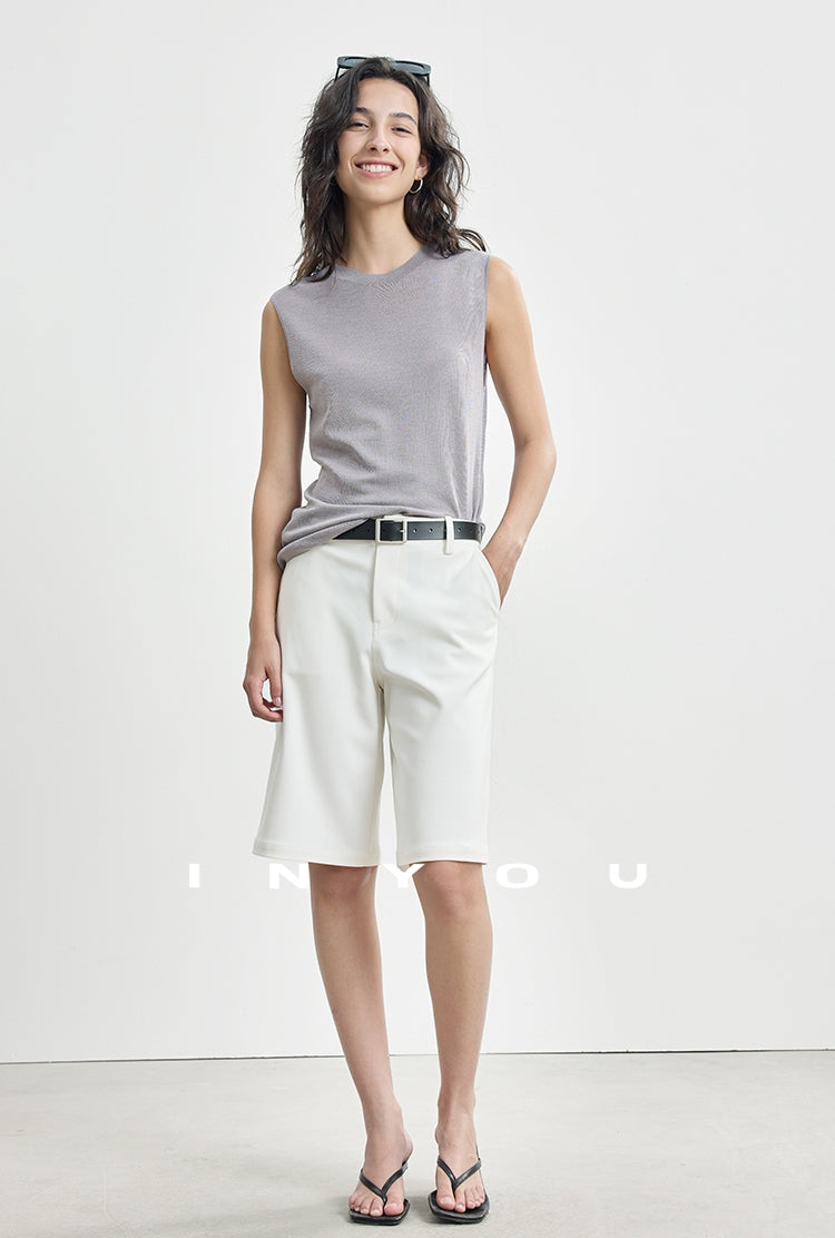 Round Neck Slim Sleeveless Tops_BDHL7484