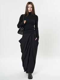 Irregular Pleated Long Skirt_BDHL6898