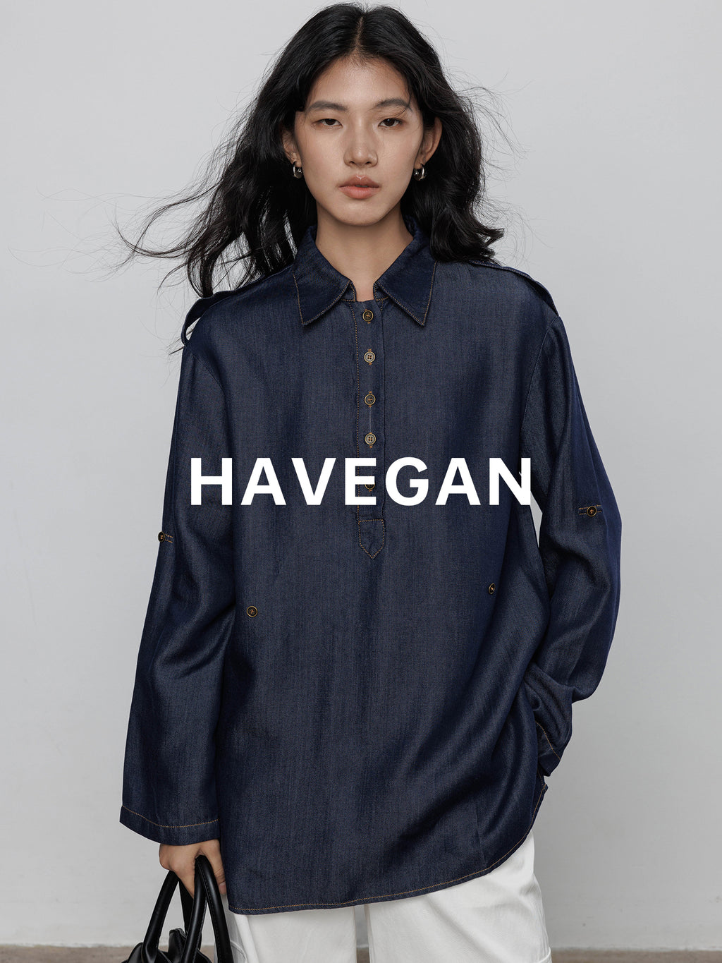 Denim Long-Sleeved Denim Shirt_BDHL7710