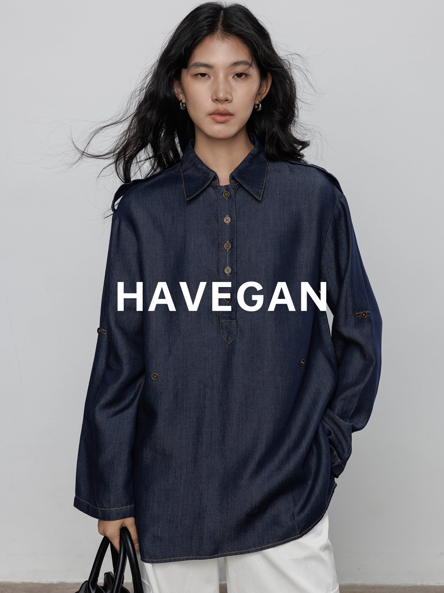 Denim Long-Sleeved Denim Shirt_BDHL7710