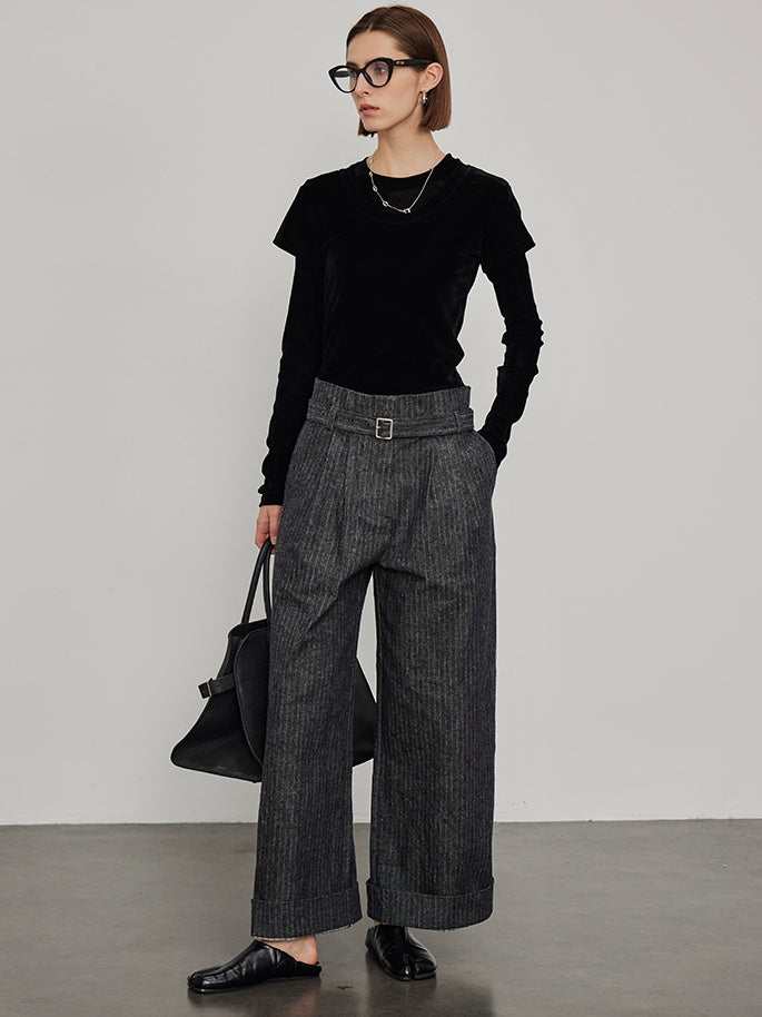 High-Waist Striped Tweed Pants_BDHL6443