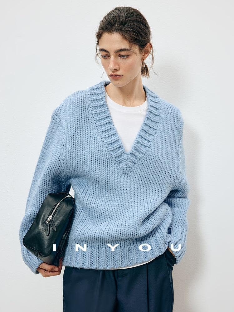 厚款V領針織上衣_BDHL7906