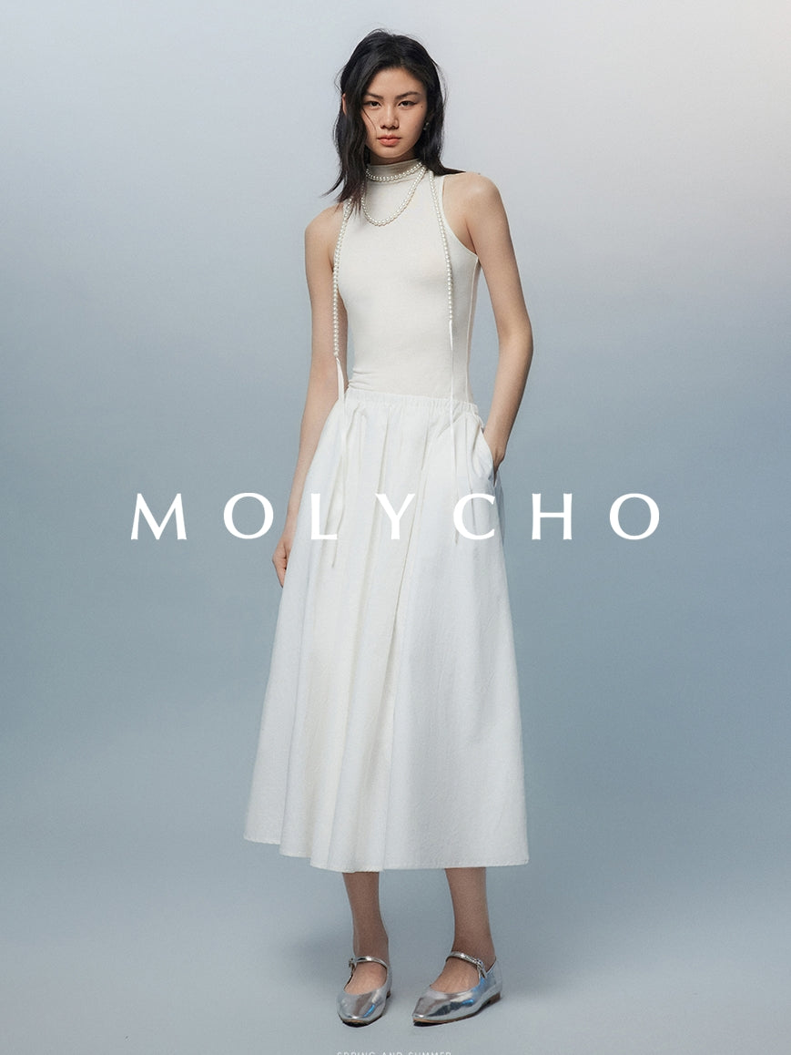 Loose A-Line Pleated Skirt_BDHL7244