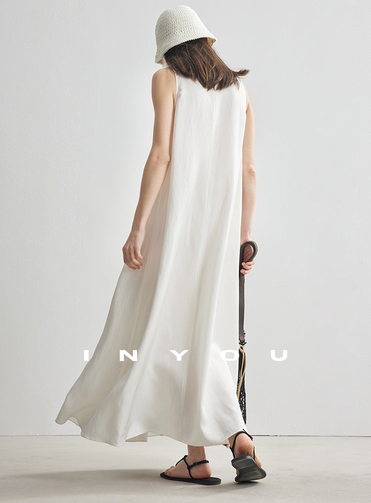 Simple Tucked Sleeveless Dress_BDHL7181