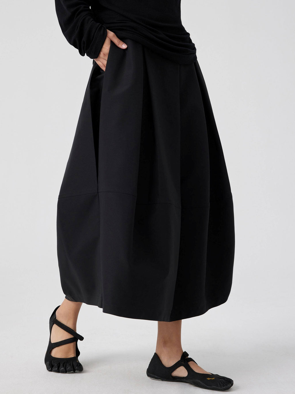 Pleated Bubble Long Skirt_BDHL8168