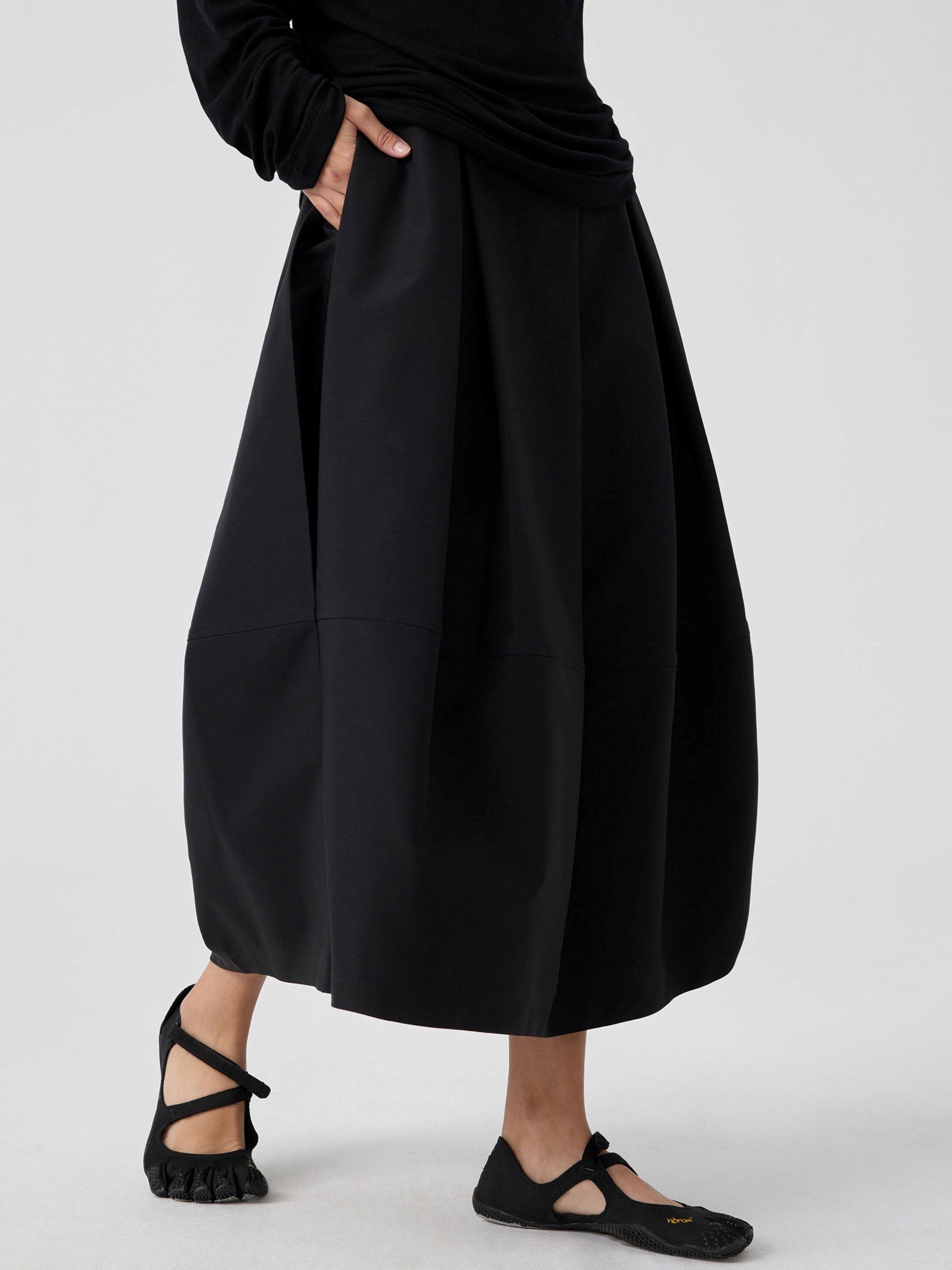 Pleated Bubble Long Skirt_BDHL8168