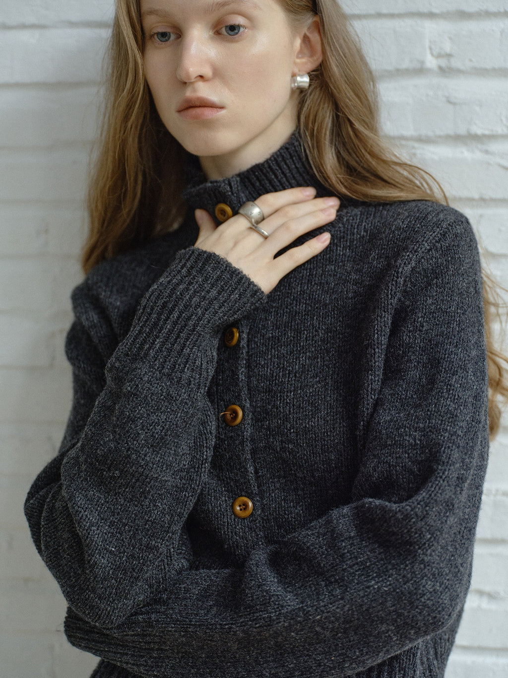 High-Neck Knitted Cardigan_BDHL8110