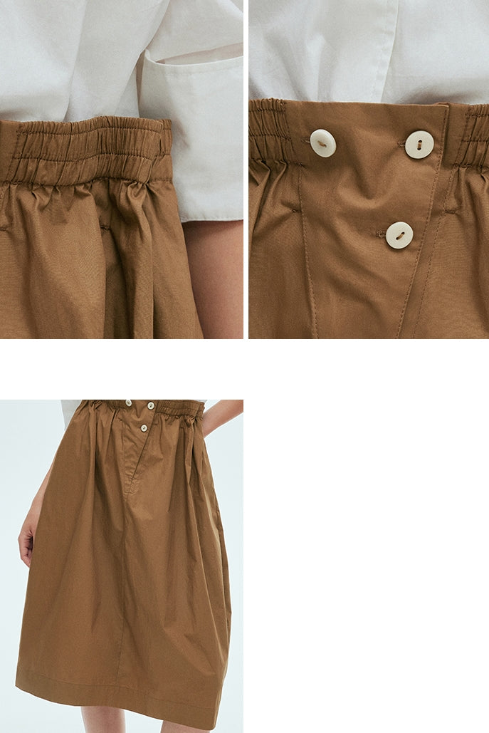 Elastic Waistband Pleated Skirt_BDHL7630