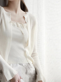 Knitted Suspender Tops And Cardigan Set_BDHL7021