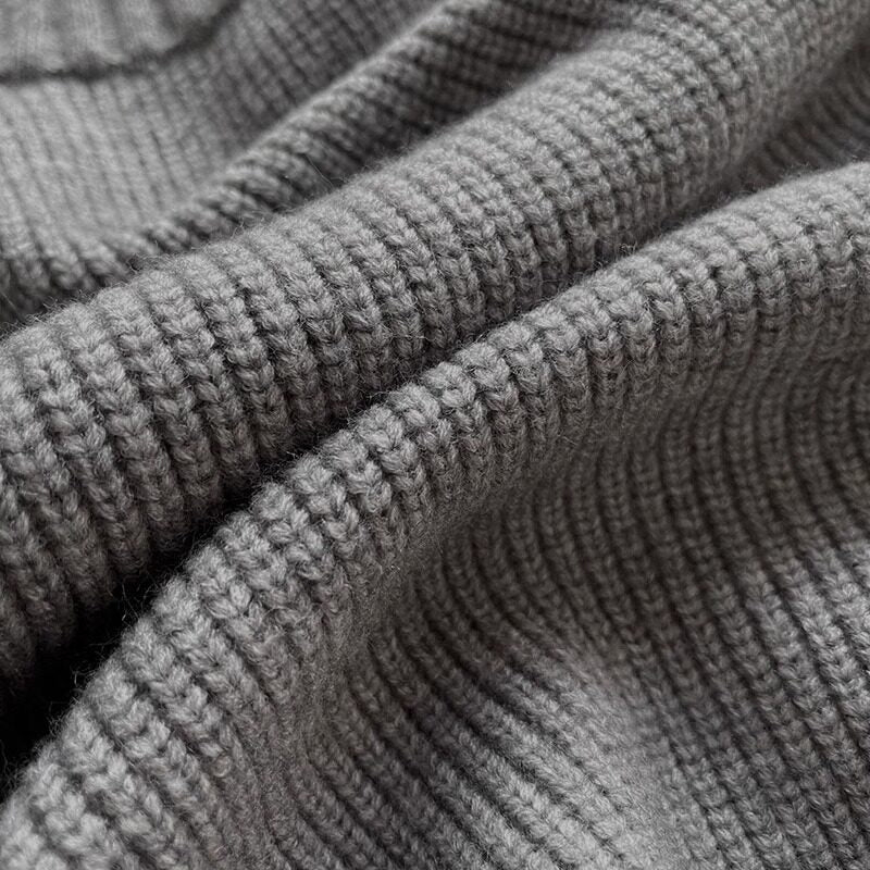 Zipper Turtleneck Loose Knit Tops_BDHL8036