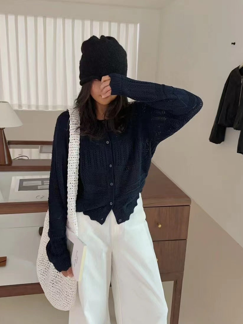 Hollow Knit Short Cardigan_BDHL7741