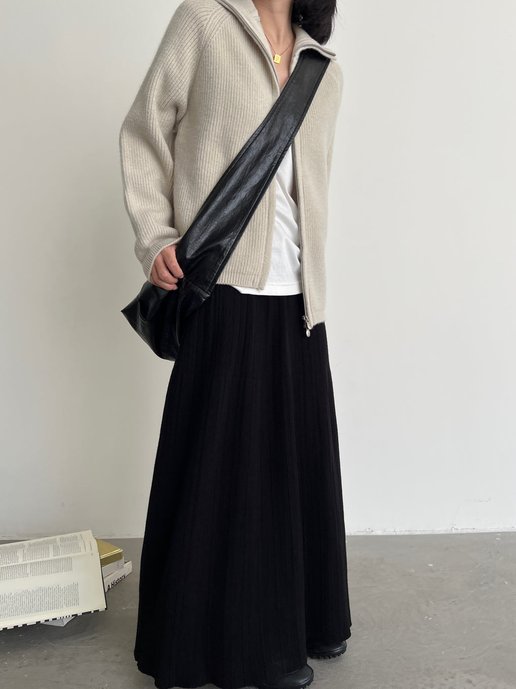 Double Zip Knitted Cardigan_BDHL6544