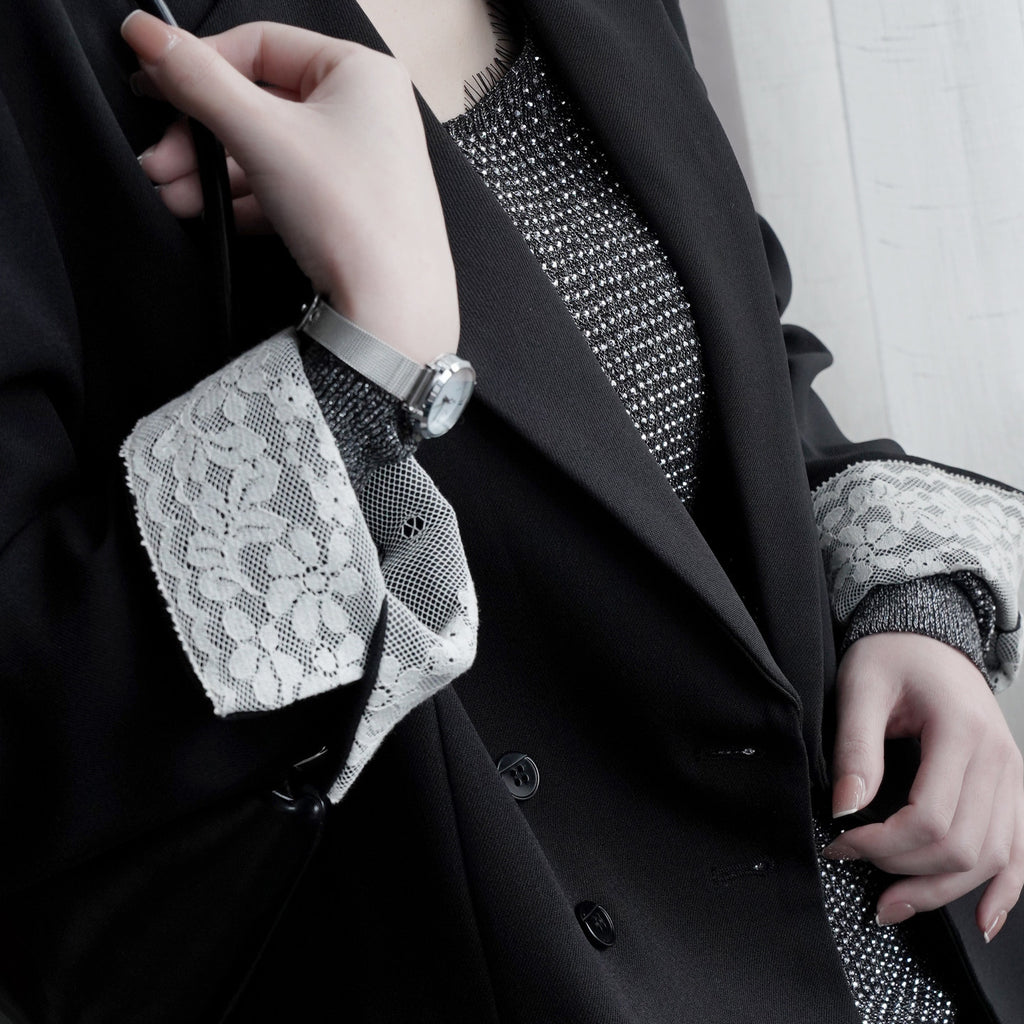 Lace Patchwork Tailored Blazer_BDHL8256