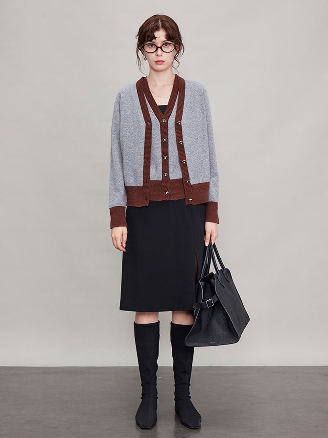 Straight Front Slit A-Line Skirt_BDHL6680