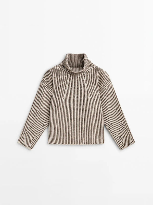 High-Neck Irregular Rib Knit Tops_BDHL8024