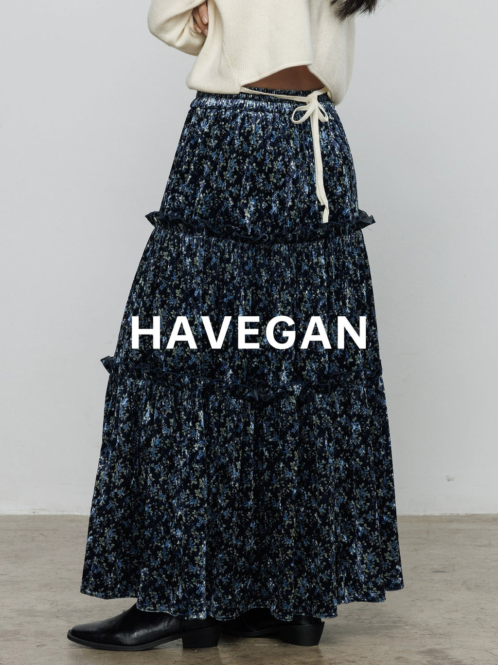 Retro Floral Print A-Line Skirt_BDHL7897