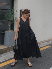 Loose Backless Suspender Dress_BDHL7247