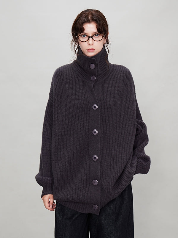 厚針織長版翻領開襟衫_BDHL7942