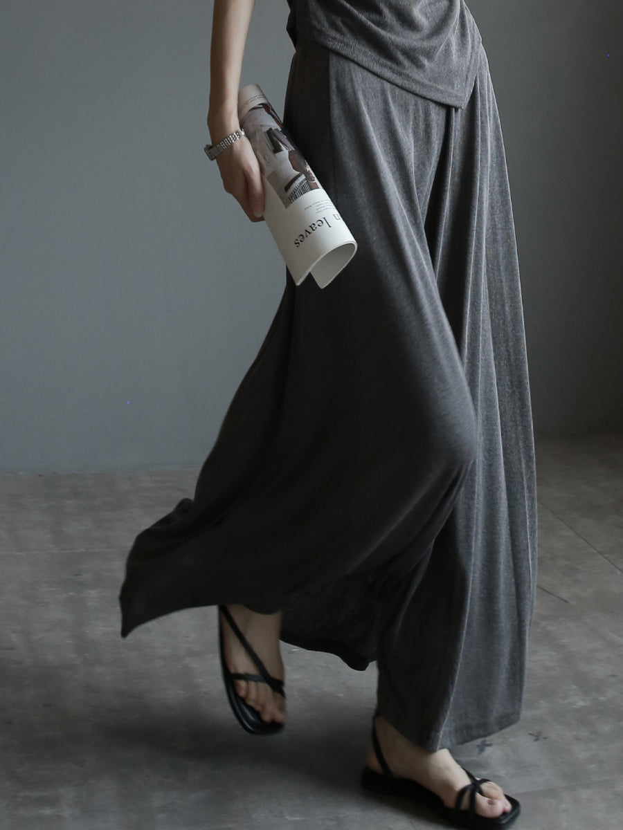 Twisted Collar Top &amp; Drape Skirt Set_BDHL7637