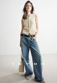 Straight Floor-Length Denim Pants_BDHL6951