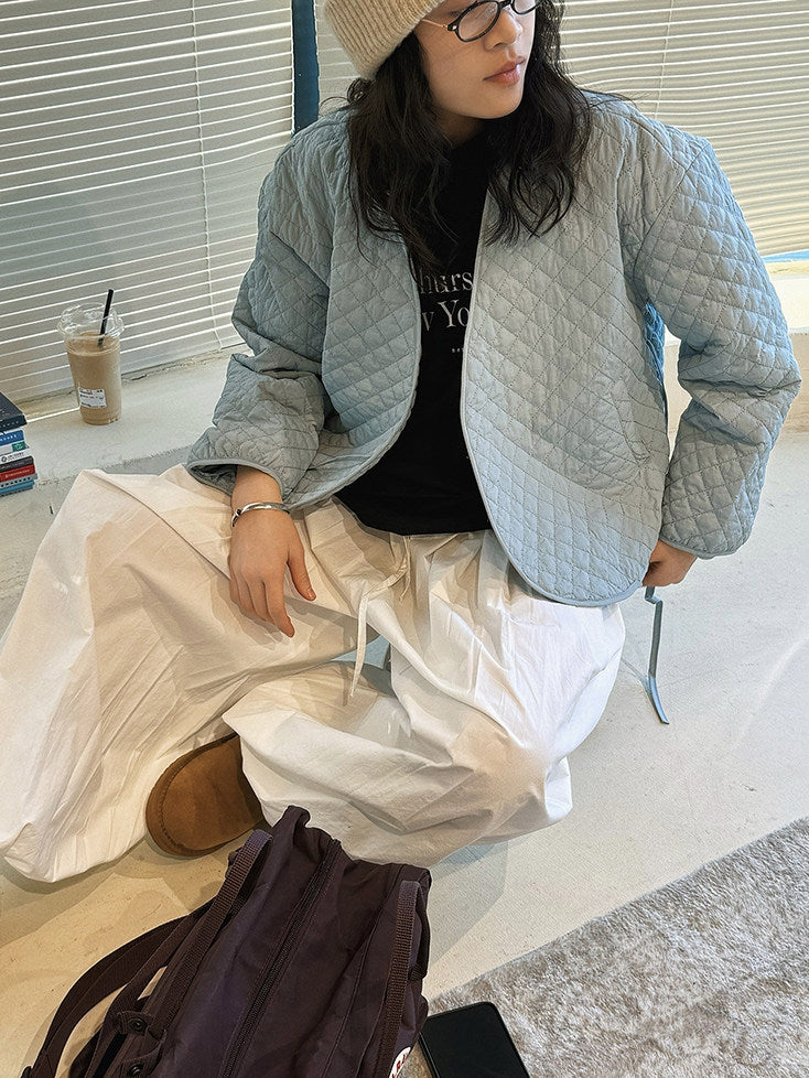 V-Neck Diamond-Stitch Jacket_BDHL8133