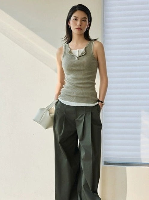 Simple Solid Color Sleeveless Knitwear_BDHL5949