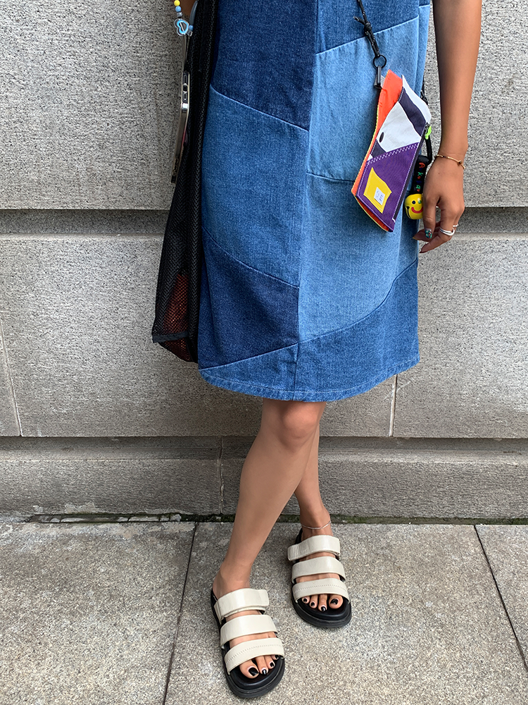 Colorblock Denim Sleeveless Dresses_BDHL6130