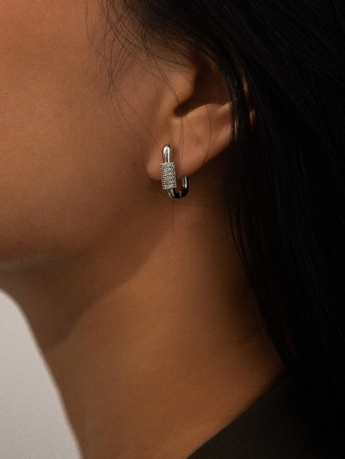 Square French Style Pierced Earrings_BDHL8014