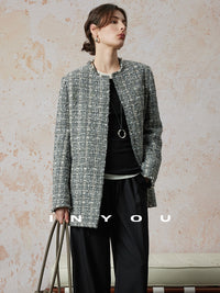 French Collarless Tweed Jacket_BDHL6668