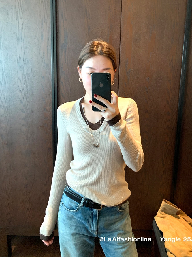 Fake two-Piece Style Slim Knit_BDHL7840