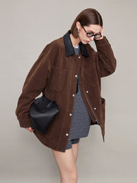 Contrast Collar Suede Jacket_BDHL6604