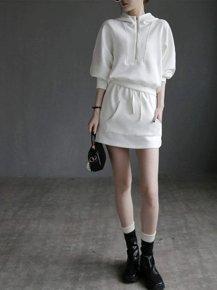Hooded Sweatshirt Two Piece Tops or Skirt_BDHL7285