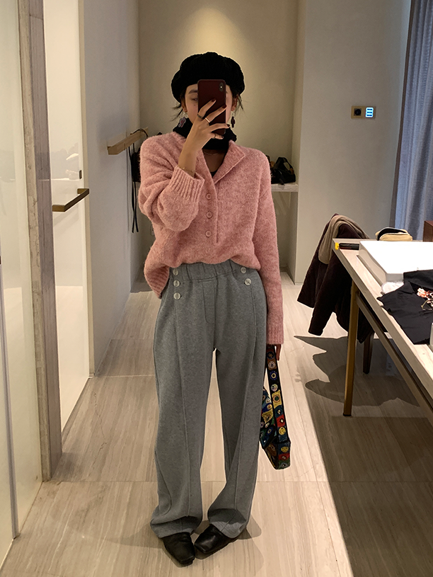 Button-Tuck Wide Sweatpants_BDHL6849