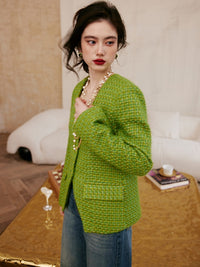 Green Tweed Jacket Or Skirt_BDHL6842