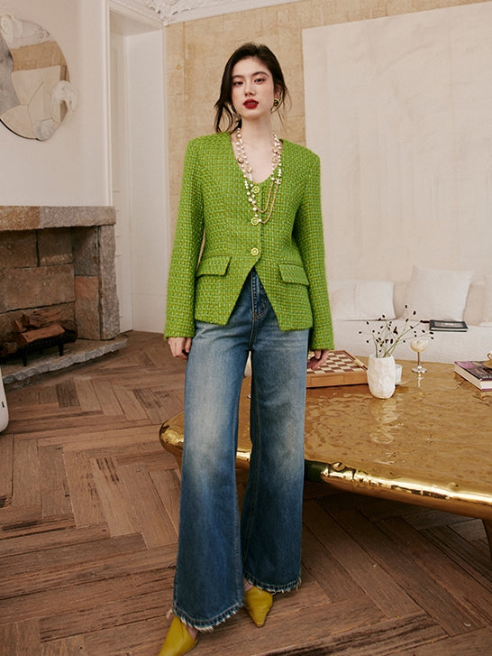 Green Tweed Jacket Or Skirt_BDHL6842