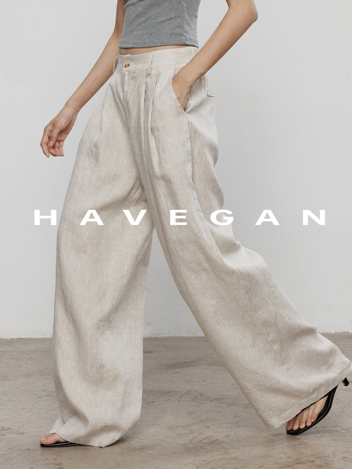 Waist-Strap Sleeveless Shirt And Casual Pants Set_BDHL7481