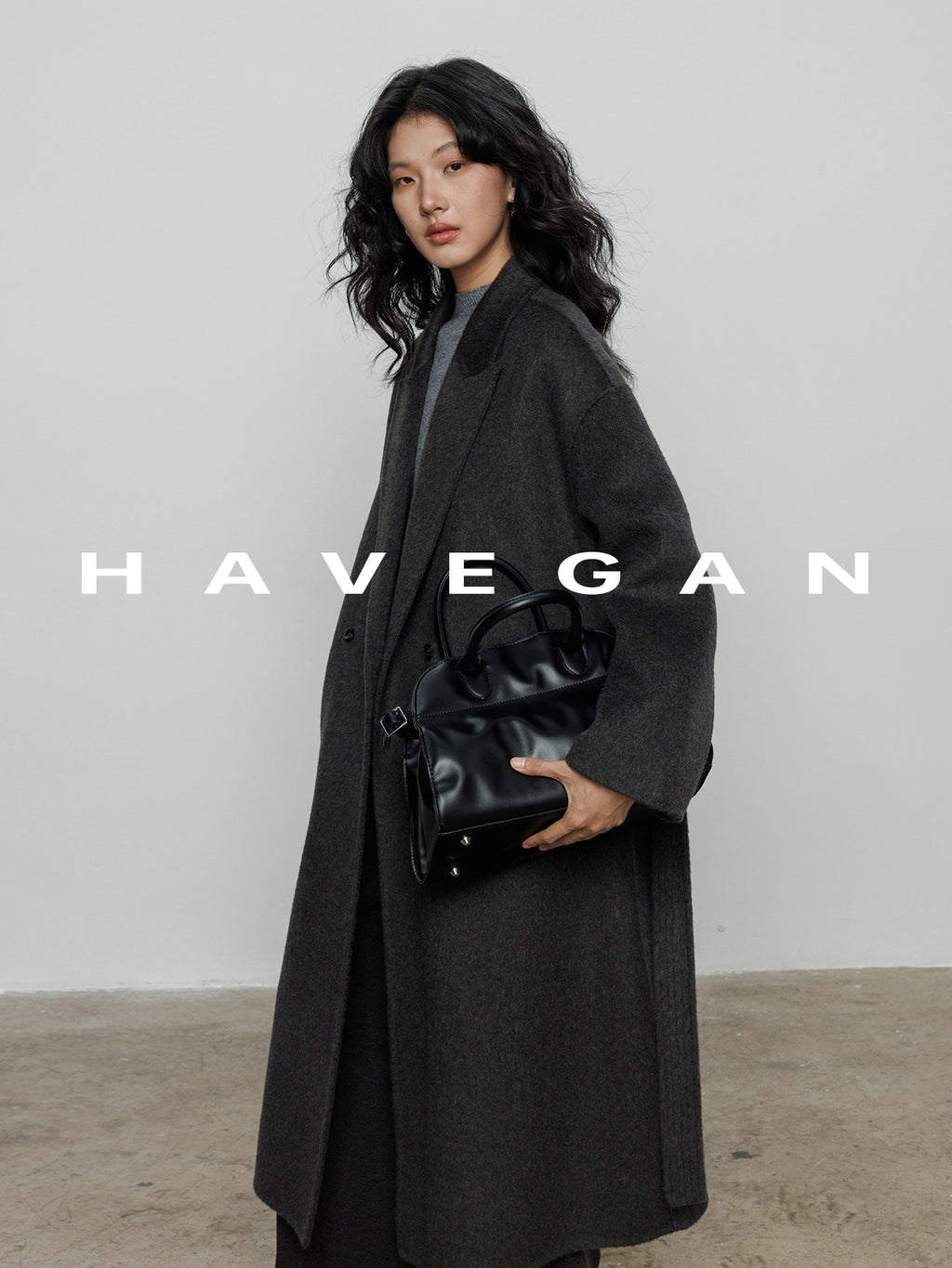 翻領腰帶長版大衣_BDHL7890