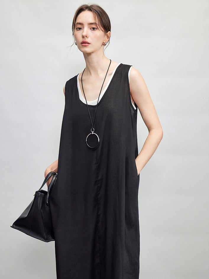 U-Neck Sleeveless Dress Set_BDHL7599